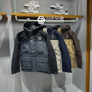 老花保暖加厚防风工装 男女时尚 连帽羽绒服3ADJM0156 25年冬季 MLB