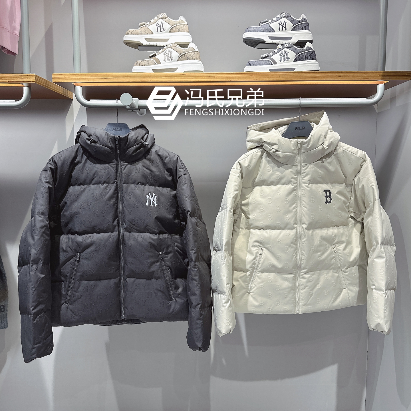 MLB保暖防泼水连帽中性时尚羽绒