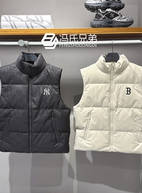 MLB 25年冬季男女时尚休闲满印老花保暖防泼水羽绒马甲3ADVM0356