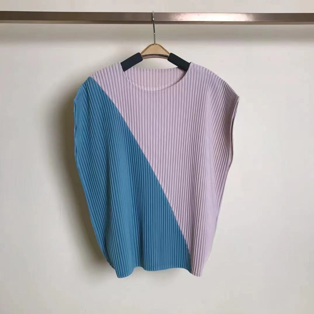 【邢康莉甄选】摺之韵2025春夏新款HP撞色T恤#2021C016