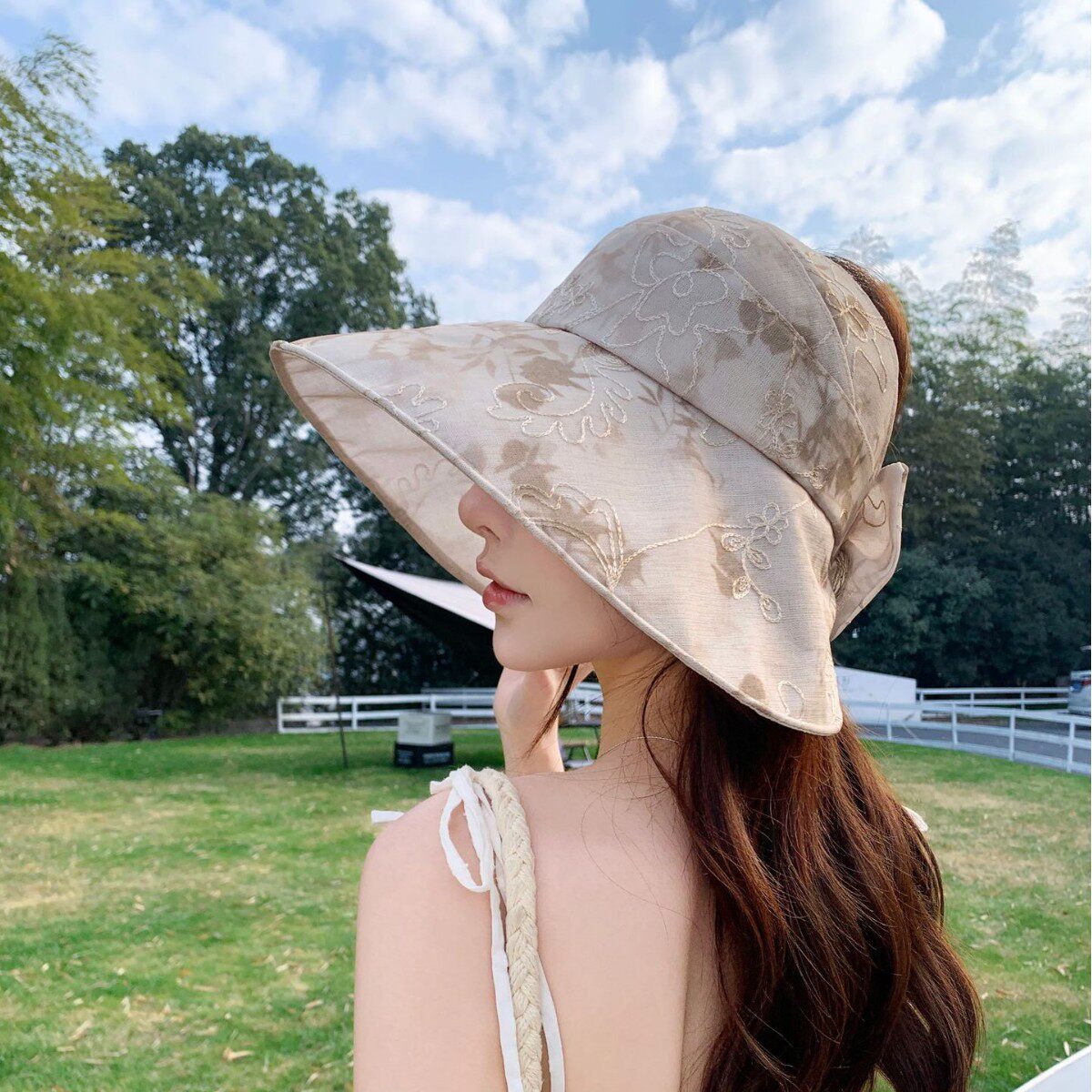 韩版空顶优雅防晒帽女夏季防紫外线大檐遮阳帽子百搭户外太阳帽