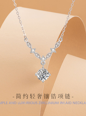 摩天轮现货批发 S925 银月桂花枝项链女款时尚简约轻奢感跨境热卖