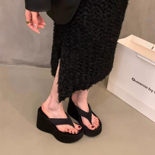 小个子增高厚底真皮人字拖女夏