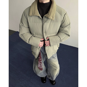 MY258835-P85 2025冬季男女休闲美式复古条纹撞色翻领棉衣图片