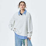 2025秋季男女休闲宽松格子翻领假两件卫衣WY25715-特P42，女装卫衣/绒衫，星座418-2