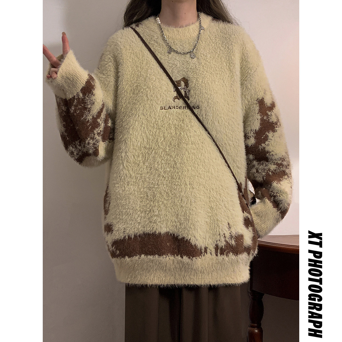 2023 Herbst/Winter Dicker Arctic Velvet Blockfarbenpullover American Knitwear SM216-P78_voghion.com