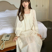 Public republic韩国纯棉法式 公主刺绣蕾丝花边睡裙睡衣家居长裙