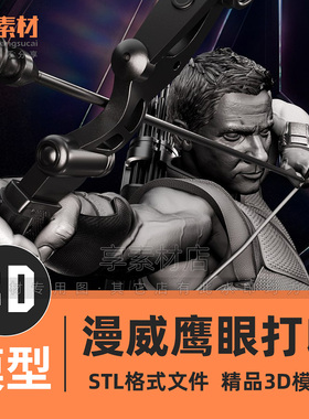 Hawkeye鹰眼漫威动漫角色雕塑3D打印立体模型素材半身人像stl文件