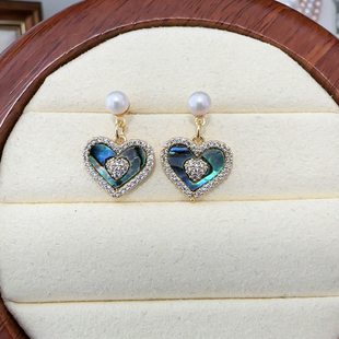 天然淡水珍珠鲍鱼贝耳饰一物一拍