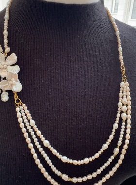 天然淡水珍珠项链 一款多戴 毛衣链项链手链可拆