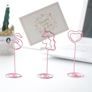 粉色可爱少女心金属便签夹照相片明信卡办公桌面留言板纸夹子