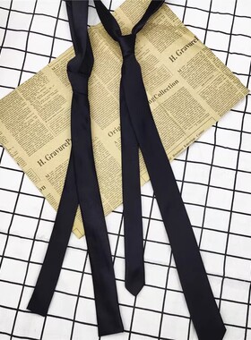 窄版黑色领带4CM韩版男女学生学院风表演休闲手打领带