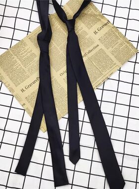 窄版黑色领带4CM韩版男女学生学院风表演休闲手打领带