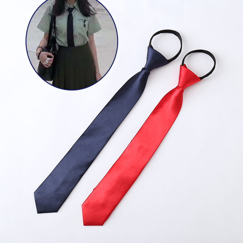 日系英伦风拉链式懒人酒红领带