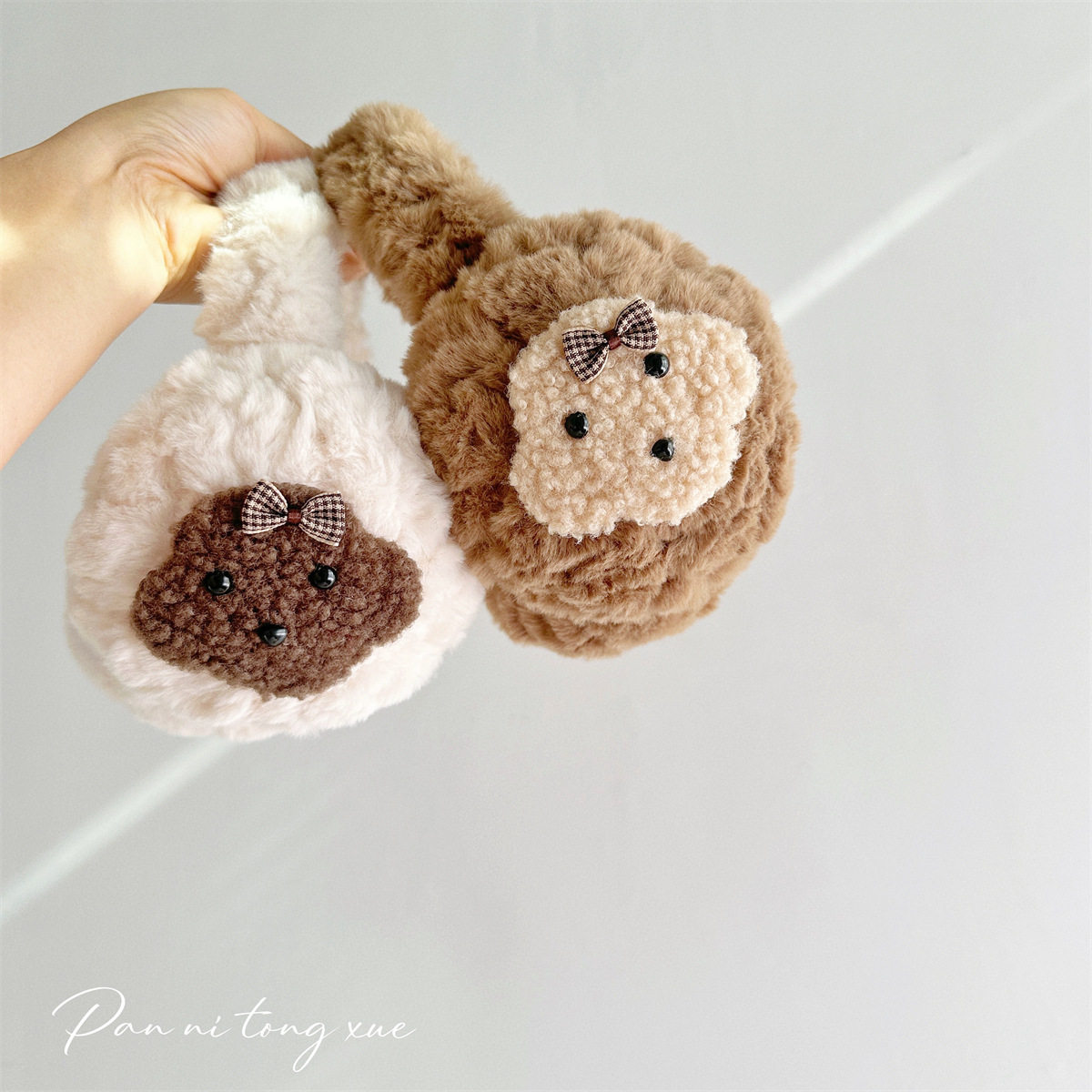 秋冬季保暖防风耳罩毛绒小狗贴片防风耳包中性防冻耳朵可折叠耳暖