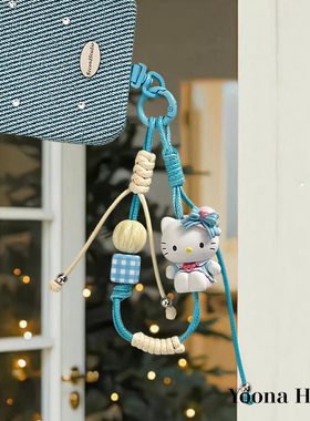 原创意礼物正版Hello Kitty萌粒韩国蜡绳可提手机手腕绳手机链女