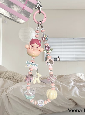 原创高品质白宝石草莓SP锆石水钻高级品质泡泡玛特萌粒手机链挂绳