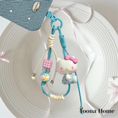 原创礼物正版 Kitty萌粒蜡绳可提手机手腕绳手机链 蓝粉甜心Hello