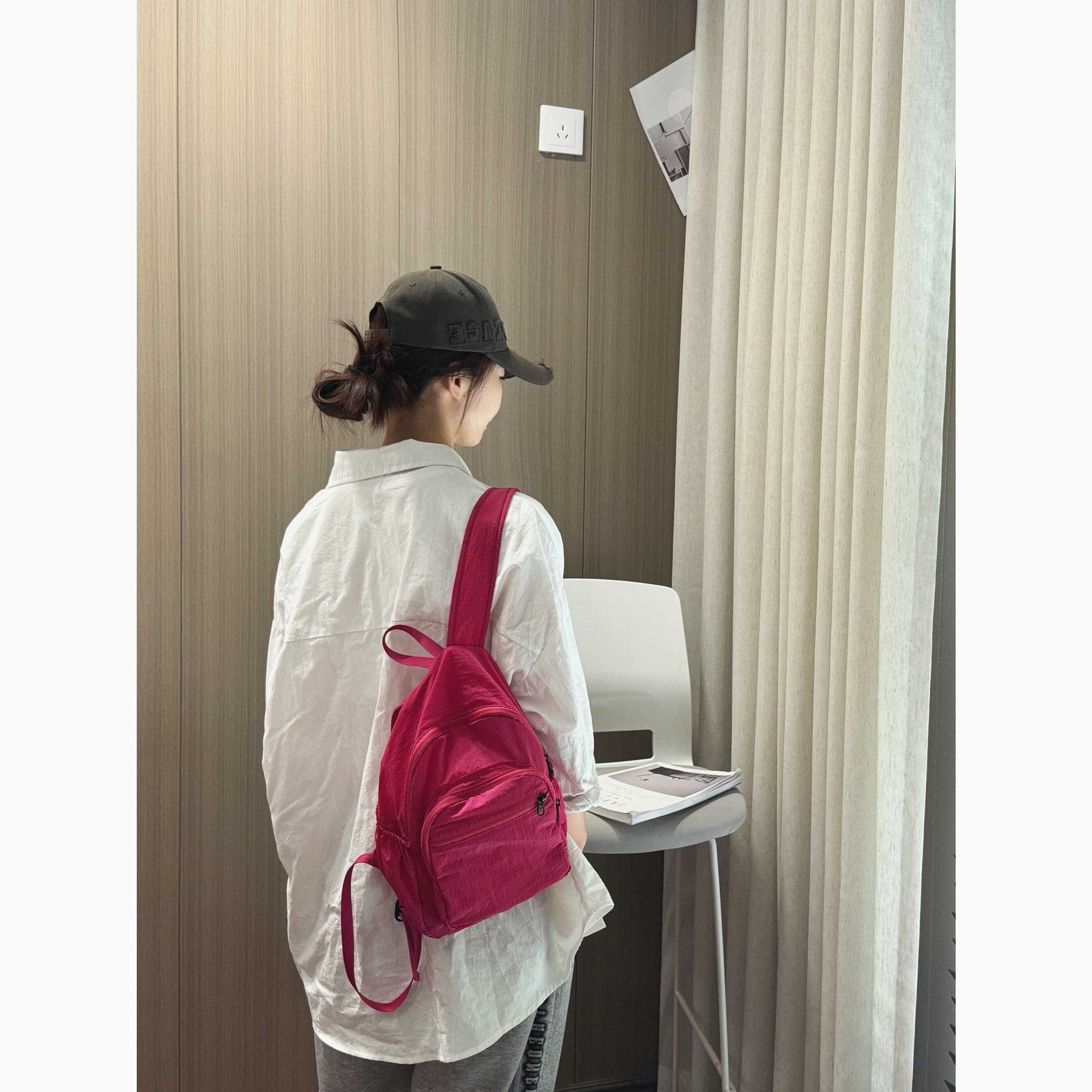 法国MKPREF小众百搭双肩包轻便防水迷你背包糖果色户外旅行包包