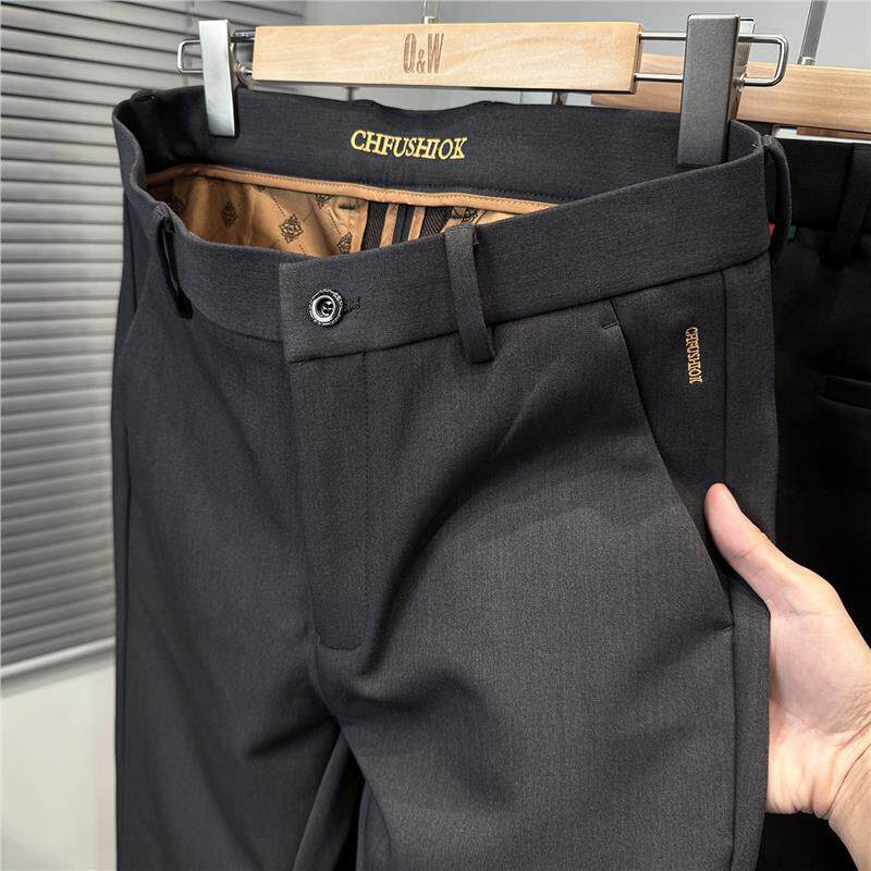 MAROLIO~高端商务休闲裤男款2025秋冬季新款中年男士直筒加厚西裤