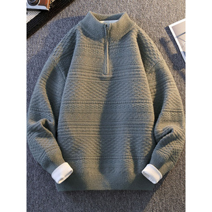 Mostarsea~冬季高级感毛衣男高领针织衫半拉链保暖加厚线衣打底衫