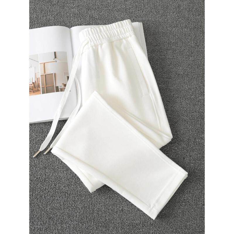全棉休闲运动裤男女春秋2025新款直筒宽松厚实不透白色纯棉卫裤子