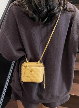 MK DA轻奢高级感迷你小包包女新款精致口红包菱格斜挎链条盒子包