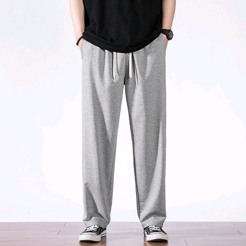 home daily 灰色运动裤男秋冬休闲直筒卫裤男士垂感宽松阔腿裤子