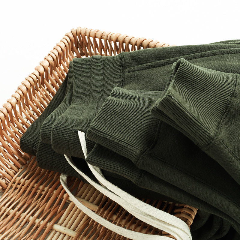 MAROLIO~美式重磅纯棉毛圈布运动卫裤男秋冬加厚宽松束脚收口长裤