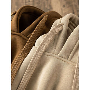 Mostarsea~380g秋冬纯色卫衣男款连帽内搭加绒重磅慵懒风双层帽衫