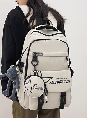 法国MKBM高级感书包女大学生潮牌电脑背包大容量高中初中生双肩包