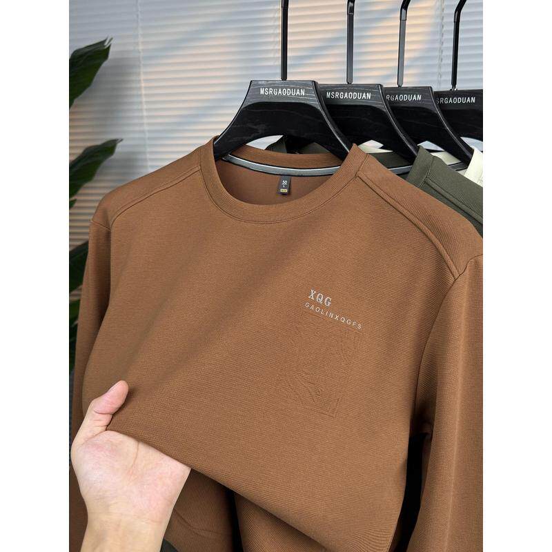 高端商务男士卫衣2025秋冬新款圆领长袖T恤百搭打底衫