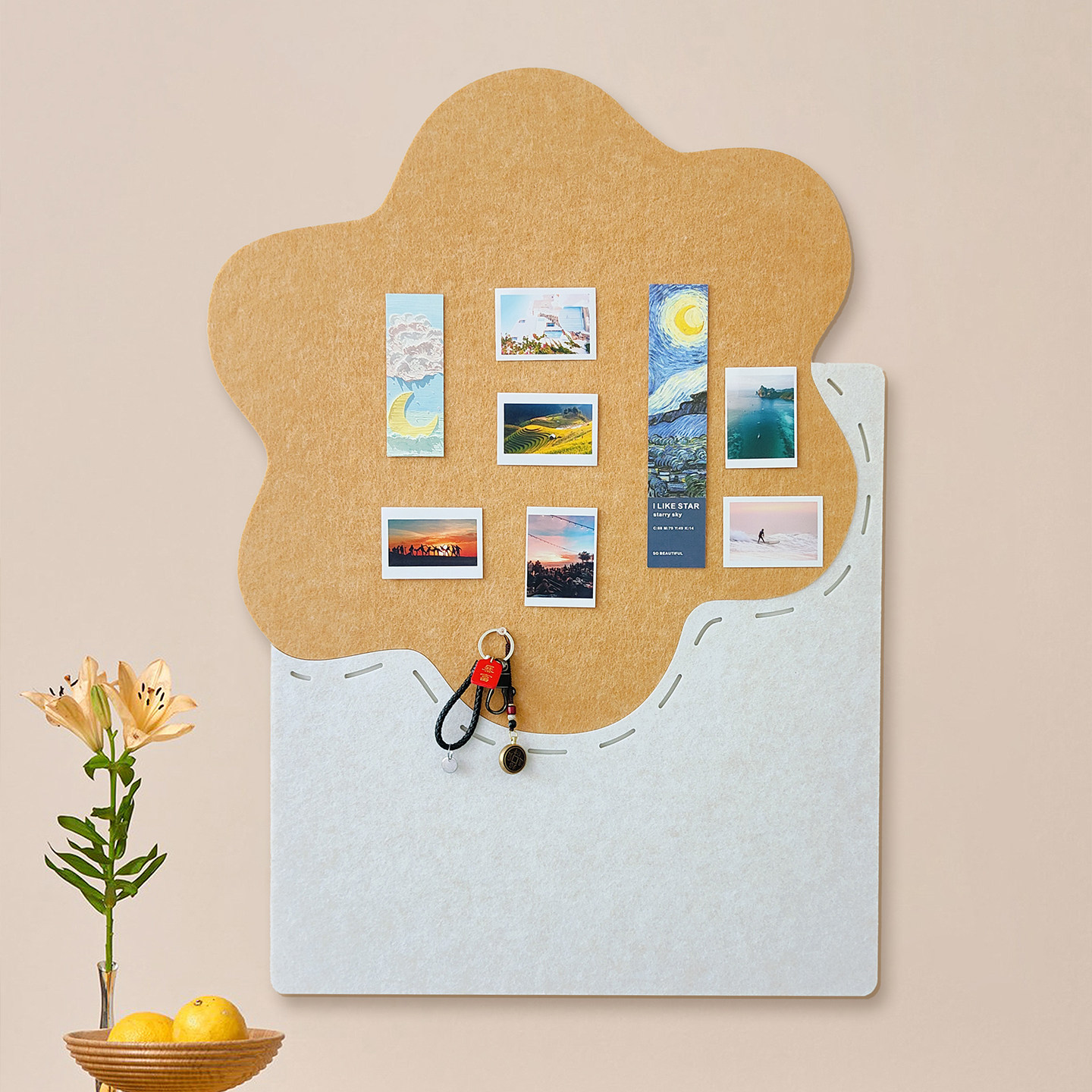 毛毡板创意花朵照片墙卧室墙面改造墙贴壁饰展示板客厅高级感装饰