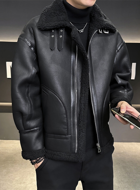 冬季男士皮毛一体加厚皮衣夹克外套 D248-28501-P235