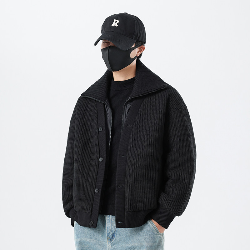无影墙口罩风冬季轻奢开衫毛衣90鹅绒服5590-P360,男装针织衫/毛衣,电商D248