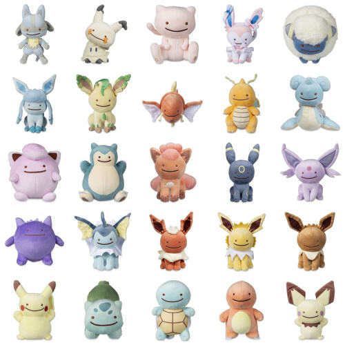 再版 美版宝可梦中心百变怪变身系列毛绒路卡利欧谜拟丘梦幻伊布