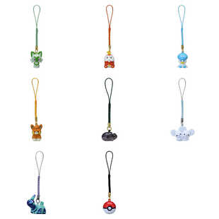 宝可梦中心新叶喵呆火鳄润水鸭铃铛挂件 布拨土王一对鼠精灵球