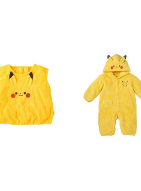 犬印本铺宝可梦monpoke母婴系列婴儿宝宝 皮卡丘罩衣 连身裤