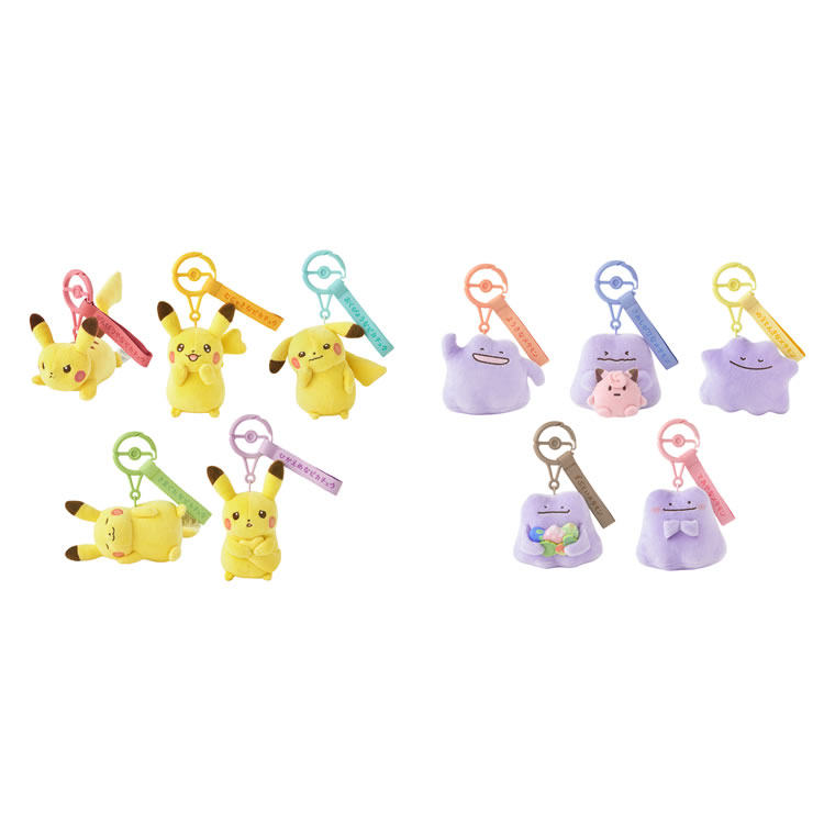日版宝可梦中心十兜十色系列皮卡丘百变怪毛绒挂件 奋斗天真胆小