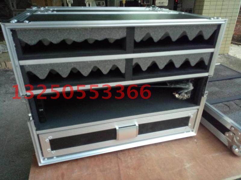 4格+2U+抽屉一拖二无线话筒箱/接收器箱/航空箱/航空机箱/咪头箱