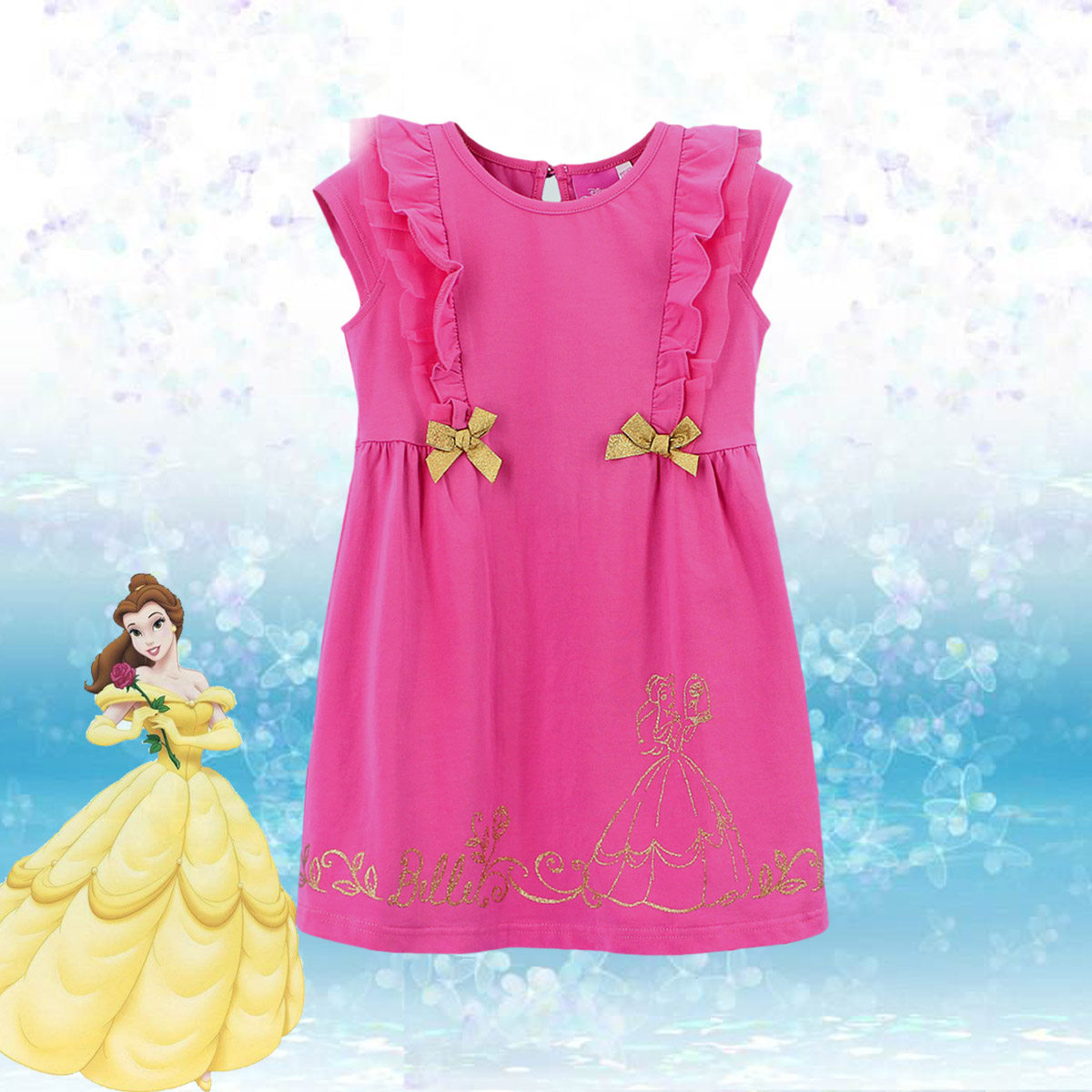 迪士尼童装女童夏季纯色裙子美女与野兽全棉淑女裙儿童短袖连衣裙,童装/婴儿装/亲子装,连衣裙,淘宝优惠券,粉丝福利购,淘宝优惠卷