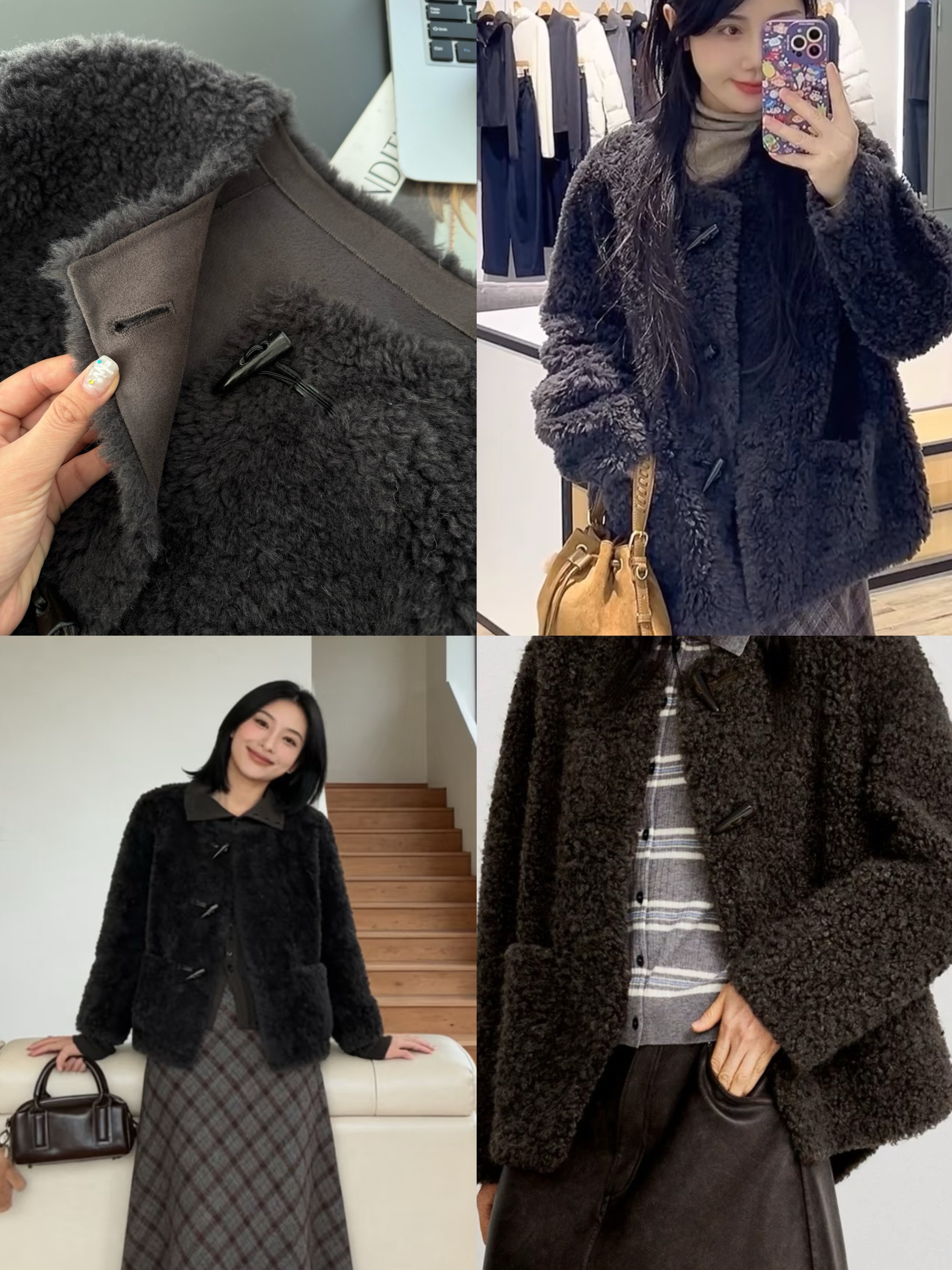 2026年新款女装韩系羊羔毛外套女短款圆领皮毛一体羊毛宽松大衣咖