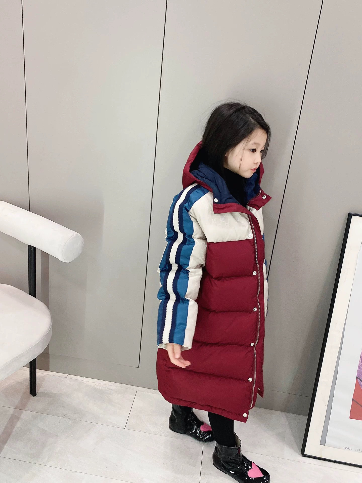 童装25冬新款鹅绒连帽羽绒服儿童加厚长款羽绒外套男女童新年装红