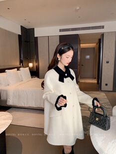 索菲特大衣2025秋冬新款女装毛呢外套女中长款宽松上衣小个子A版