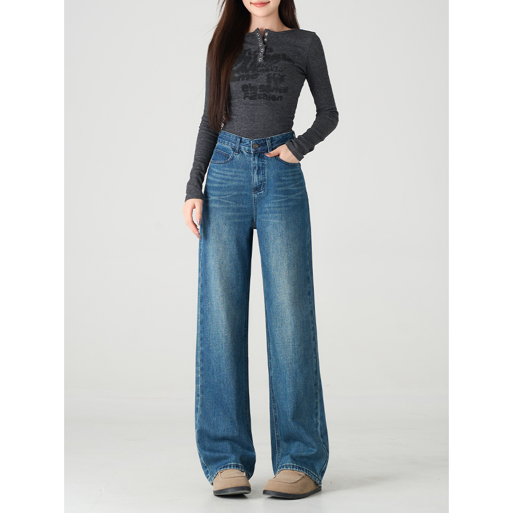 阔腿裤女25年新款宽松显瘦显腿长牛仔裤舒适百搭89291