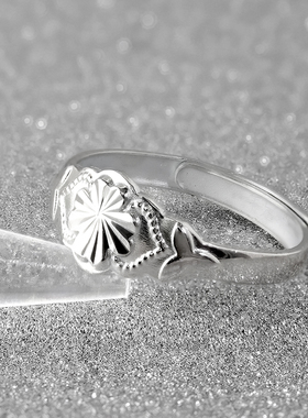 中式四叶草戒指可调节女990足银