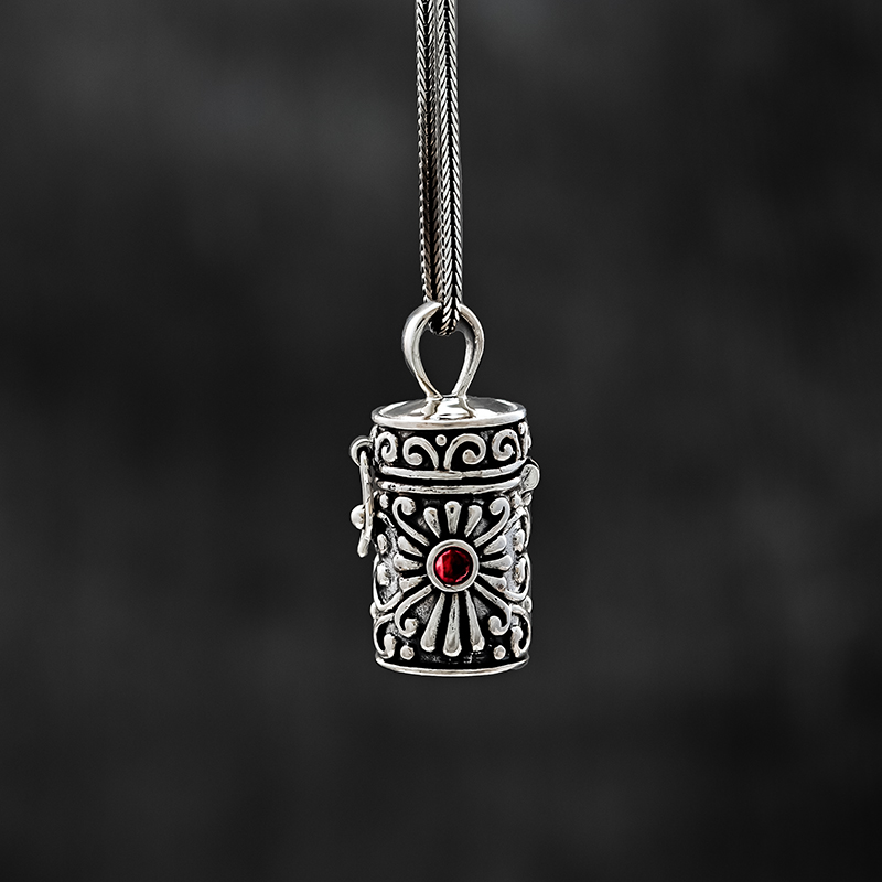 复古宝瓶宝盒925纯银泰银可打开装东西珠砂筒吊坠项坠嘎乌盒男女