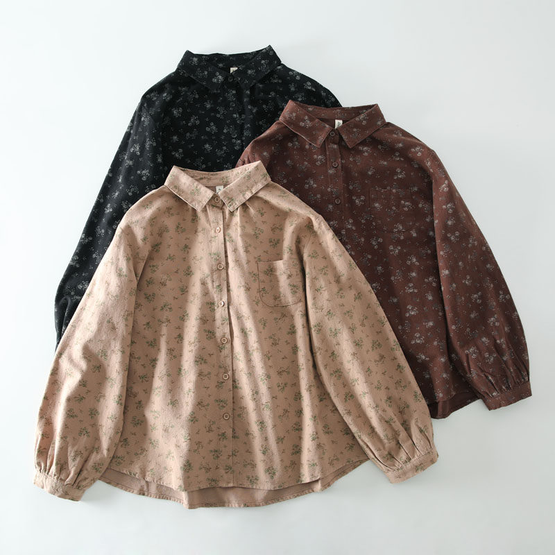 春秋新款文艺复古碎花磨毛棉长袖衬衫女翻领宽松百搭印花休闲衬衣,女装/女士精品,衬衫,淘宝优惠券,粉丝福利购,淘宝优惠卷