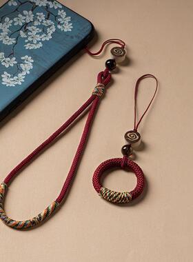 中国风手机链挂绳短款u盘挂件女男编织指环扣钥匙防丢挂饰吊坠绳