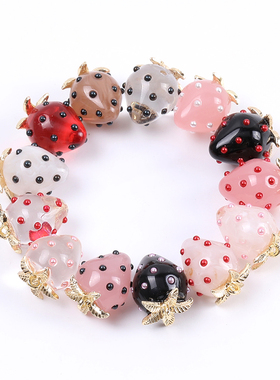 日本进口原创清透波点果冻色草莓吊坠 ins爆款 树脂DIY手工配件